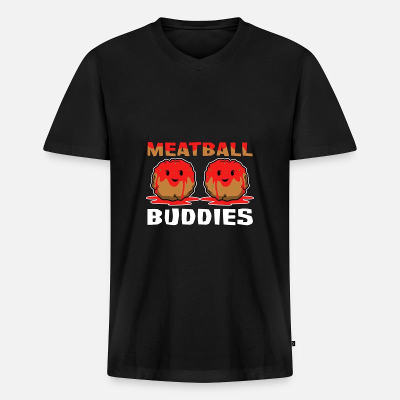 Beste Hackbällchen Freunde - Meatball - Männer Premium Bio T-Shirt mit V-Ausschnitt - Schwarz
