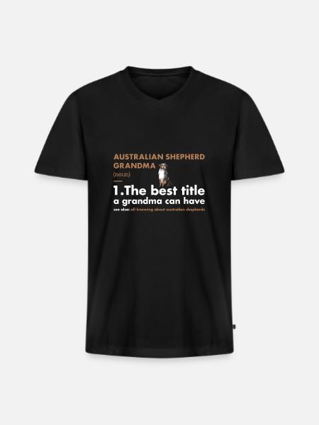 Dog Aussie Grandma Definition - Men's Premium Organic T-shirt with V-neck - black