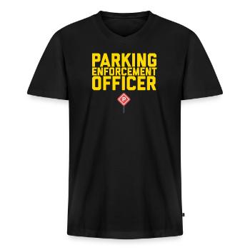 Lustiges Parkwächter & Politessen Politesse Shirt - Männer Premium Bio T-Shirt mit V-Ausschnitt - Schwarz - Vorne - Nico (187cm)