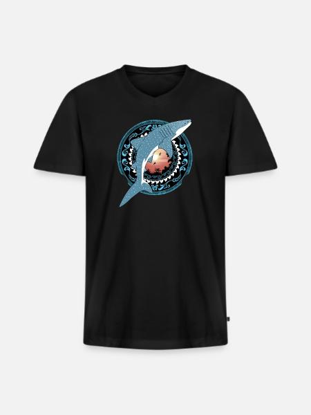 Whale Shark Hawaiian - Men's Premium Organic T-shirt with V-neck - black