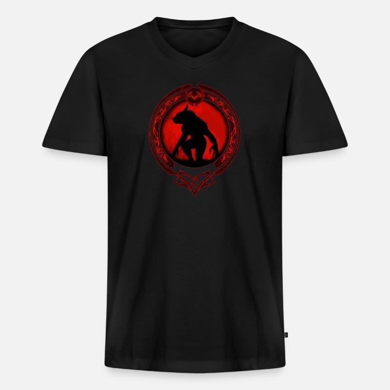 Fenris Werwolf - Männer Premium Bio T-Shirt mit V-Ausschnitt - Schwarz