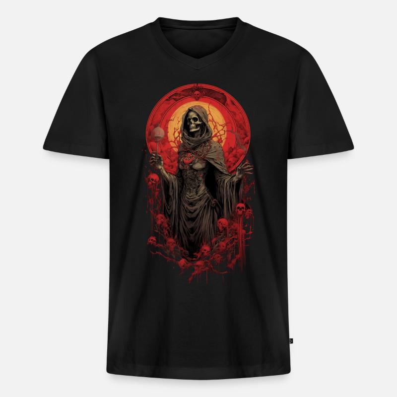 Lady Tod Sensenmann, - Männer Premium Bio T-Shirt mit V-Ausschnitt - Schwarz