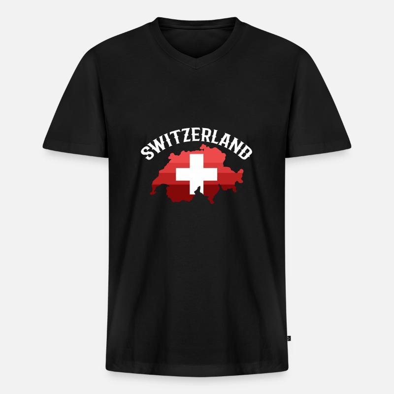 Schweiz Schweizer Schweizerdeutsch - Männer Premium Bio T-Shirt mit V-Ausschnitt - Schwarz
