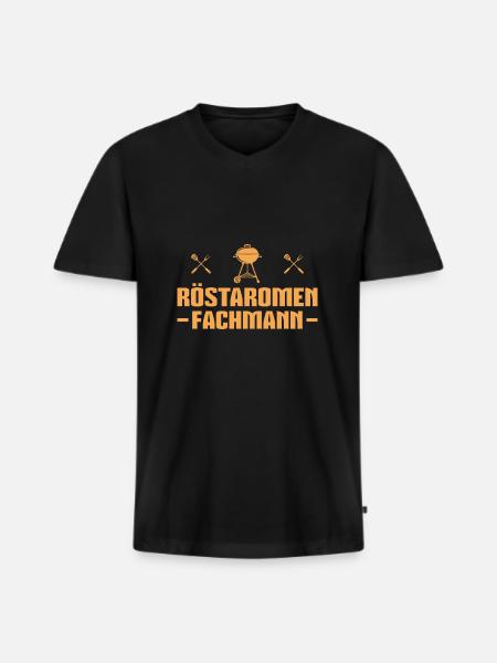 Barbecue Röstaromen Fachmann Grill - Männer Premium Bio T-Shirt mit V-Ausschnitt - Schwarz