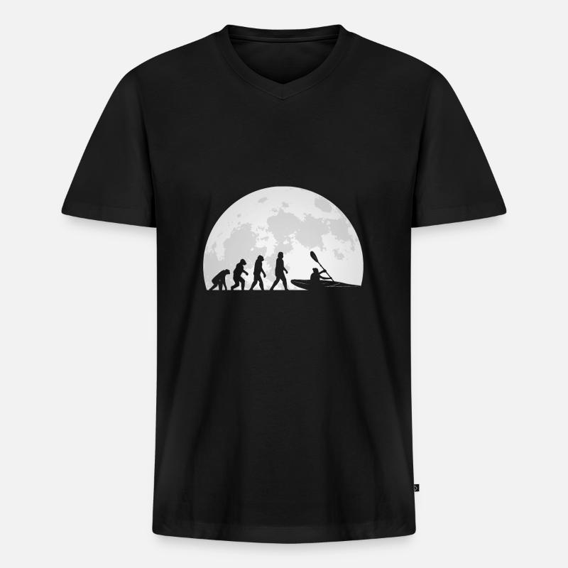 Kajak Kajakfahren Evolution - Männer Premium Bio T-Shirt mit V-Ausschnitt - Schwarz
