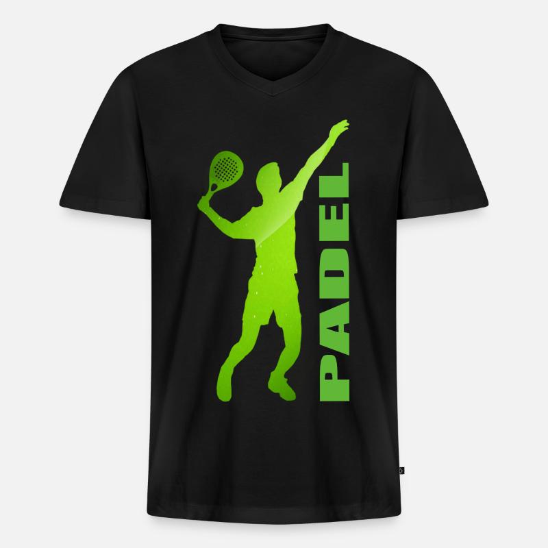 Padel - Männer Premium Bio T-Shirt mit V-Ausschnitt - Schwarz