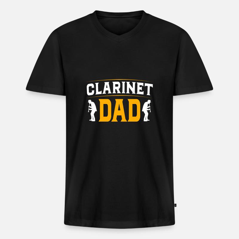 Klarinette - Männer Premium Bio T-Shirt mit V-Ausschnitt - Schwarz