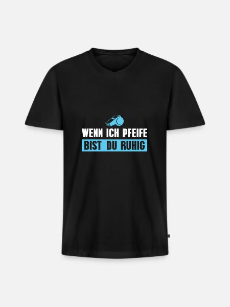 Schiedsrichter Pfeife Fußballschiri - Männer Premium Bio T-Shirt mit V-Ausschnitt - Schwarz