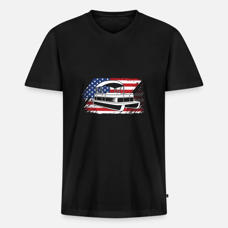 Pontonboot Boot Boote - Männer Premium Bio T-Shirt mit V-Ausschnitt - Schwarz