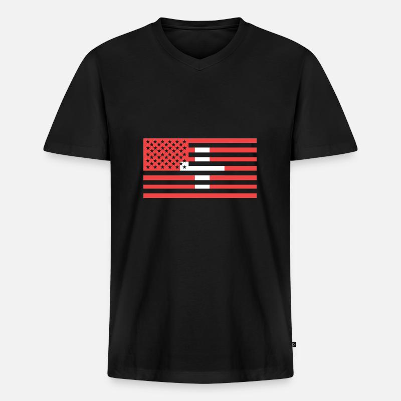 Schweiz - Männer Premium Bio T-Shirt mit V-Ausschnitt - Schwarz
