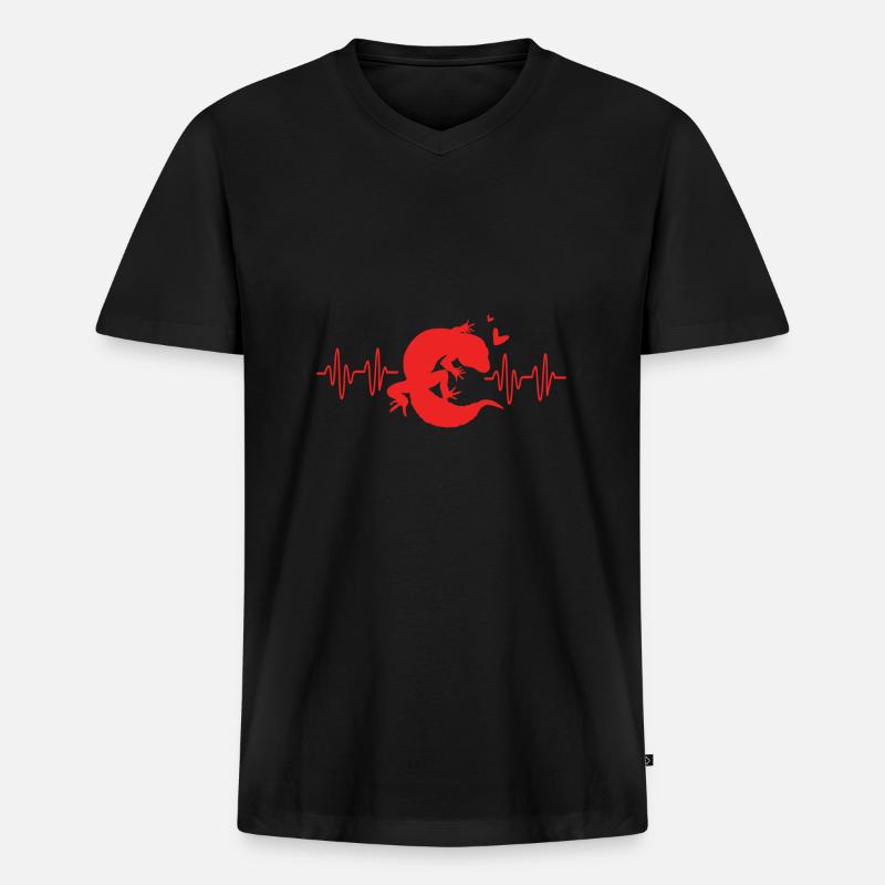 Leopard Gecko - Männer Premium Bio T-Shirt mit V-Ausschnitt - Schwarz