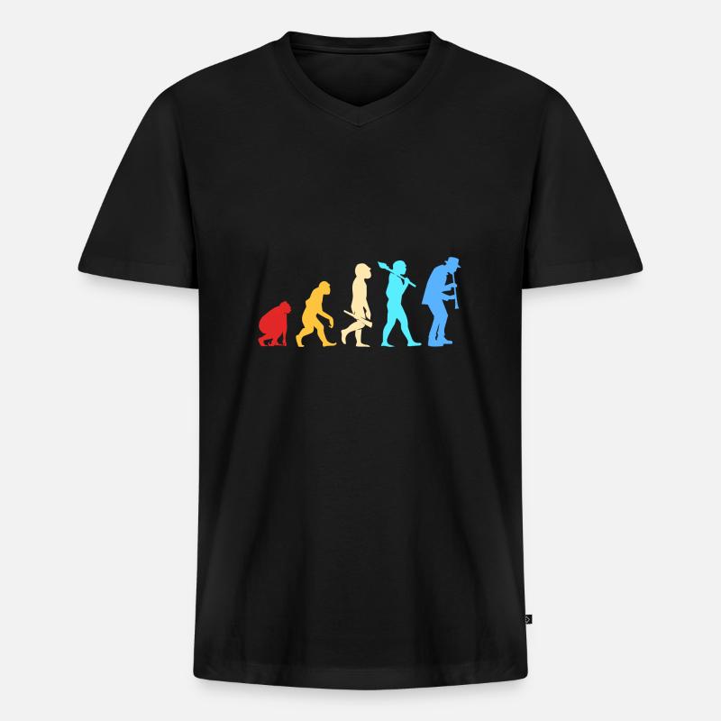 Klarinette - Männer Premium Bio T-Shirt mit V-Ausschnitt - Schwarz