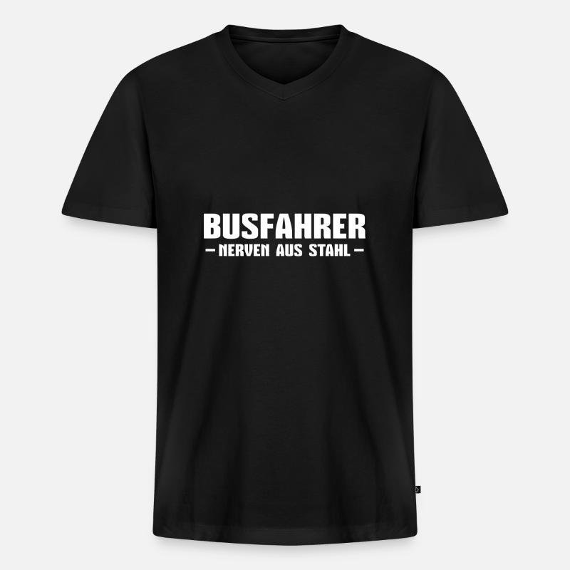 Busfahrer Nerven aus Stahl - Männer Premium Bio T-Shirt mit V-Ausschnitt - Schwarz