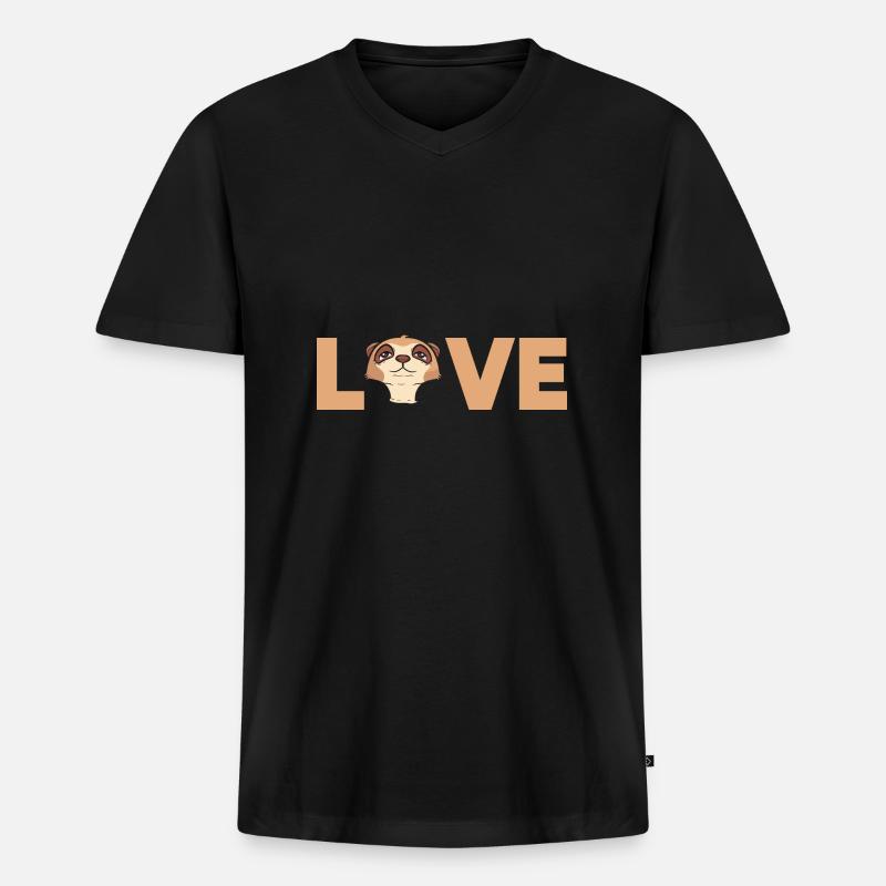 Erdmännchen - Männer Premium Bio T-Shirt mit V-Ausschnitt - Schwarz