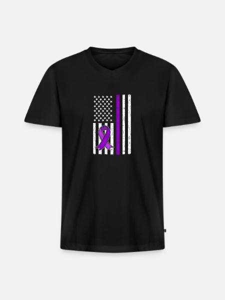 Lila Schleife. Überdosis-bewusstsein - Männer Premium Bio T-Shirt mit V-Ausschnitt - Schwarz