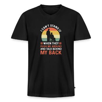 Rollstuhl. Überlebender Einer Amputation. - Männer Premium Bio T-Shirt mit V-Ausschnitt - Schwarz - Vorne - Nico (187cm)