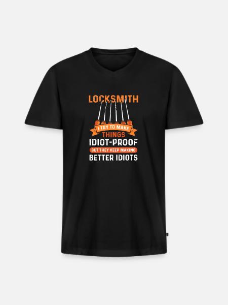 Retro Lock Picking, Locksmith - Men's Premium Organic T-shirt with V-neck - black