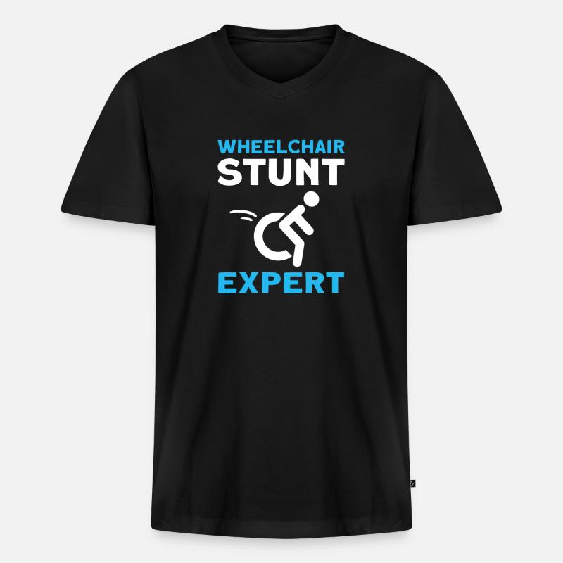 Rollstuhl-stunt-experte. Rollstuhl Handicap - Männer Premium Bio T-Shirt mit V-Ausschnitt - Schwarz