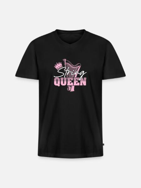 String Queen Harpist Drôle - T-shirt encolure en V Premium bio Homme - noir