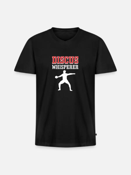 Diskusflüsterer. Diskus-werfer. Diskuswerfen - Männer Premium Bio T-Shirt mit V-Ausschnitt - Schwarz