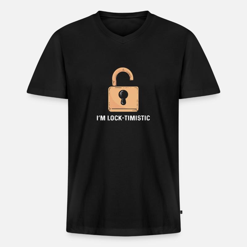 Ich Bin Lock-timistic. Schlösser Knacken. - Männer Premium Bio T-Shirt mit V-Ausschnitt - Schwarz
