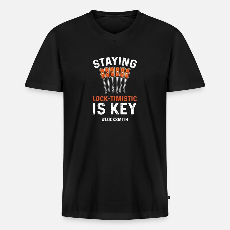 Lock-timistic is key. Locks - Men's Premium Organic T-shirt with V-neck - black