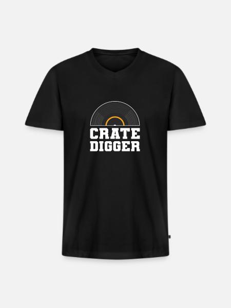 Cage Digger. Lp-collecteur et - T-shirt encolure en V Premium bio Homme - noir