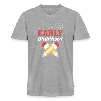 Équipe de la petite enfance. Enseignante de maternelle pour - T-shirt encolure en V Premium bio Homme - gris chiné - Devant