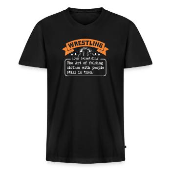 Definition Von Wrestling. Ringer - Männer Premium Bio T-Shirt mit V-Ausschnitt - Schwarz - Vorne - Nico (187cm)