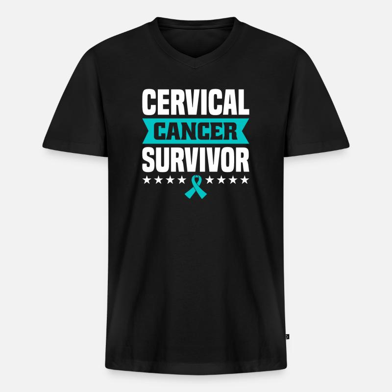 Zervixkrebs-Krieger. - Männer Premium Bio T-Shirt mit V-Ausschnitt - Schwarz