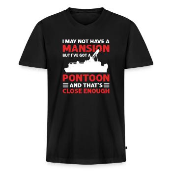 Pontoon boating. Villa on the water. - Men's Premium Organic T-shirt with V-neck - black - Front - Nico (187cm)