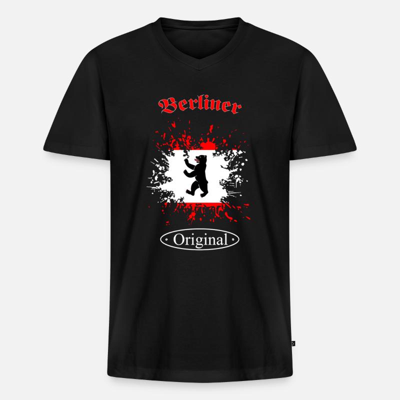 Berlin - Männer Premium Bio T-Shirt mit V-Ausschnitt - Schwarz