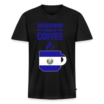 El Salvador flag | South America Holiday Gifts - Men's Premium Organic T-shirt with V-neck - black - Front - Nico (187cm)