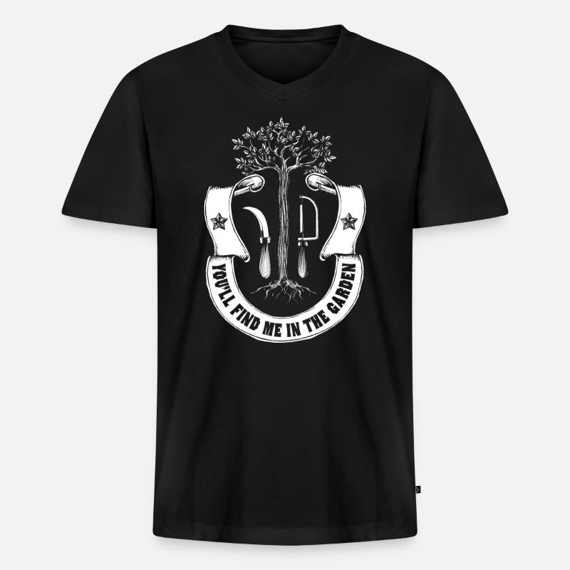 Gärtner - Männer Premium Bio T-Shirt mit V-Ausschnitt - Schwarz