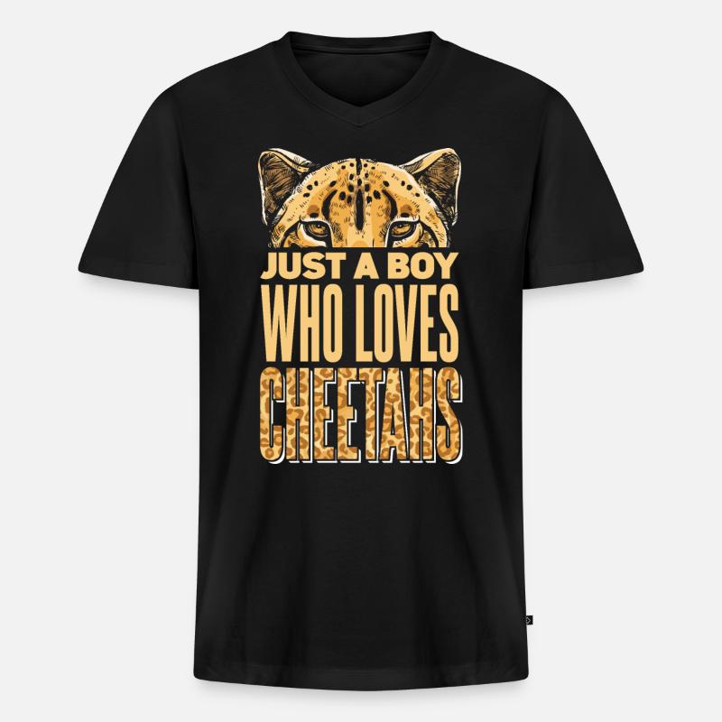 Kinder Leopard Gepard Junge - Männer Premium Bio T-Shirt mit V-Ausschnitt - Schwarz