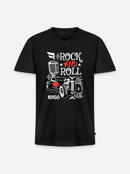 Rockabilly Hot Rod Vintage 50s Rockers Cars - Men's Premium Organic T-shirt with V-neck - black