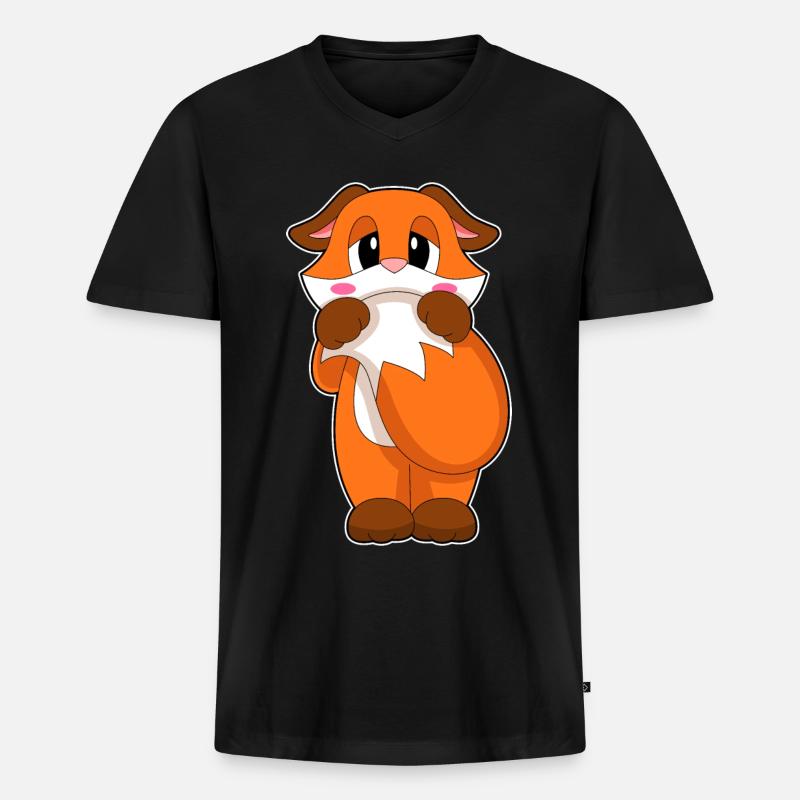 Fuchs Schüchtern - Männer Premium Bio T-Shirt mit V-Ausschnitt - Schwarz