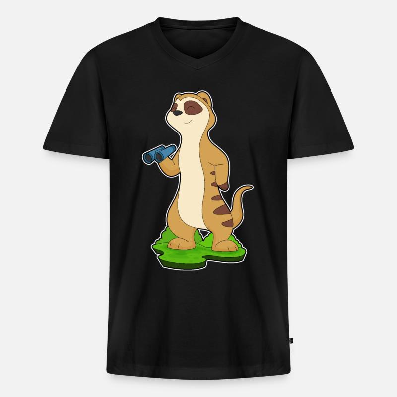 Erdmännchen Fernglas - Männer Premium Bio T-Shirt mit V-Ausschnitt - Schwarz