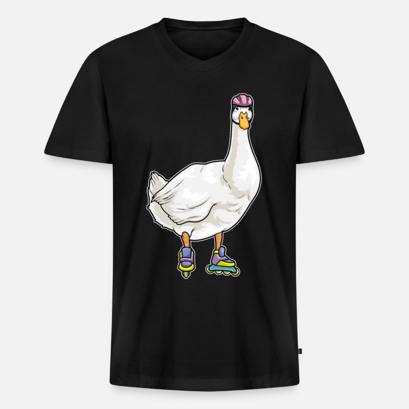 Ente Inline skating Rollschuhe - Männer Premium Bio T-Shirt mit V-Ausschnitt - Schwarz