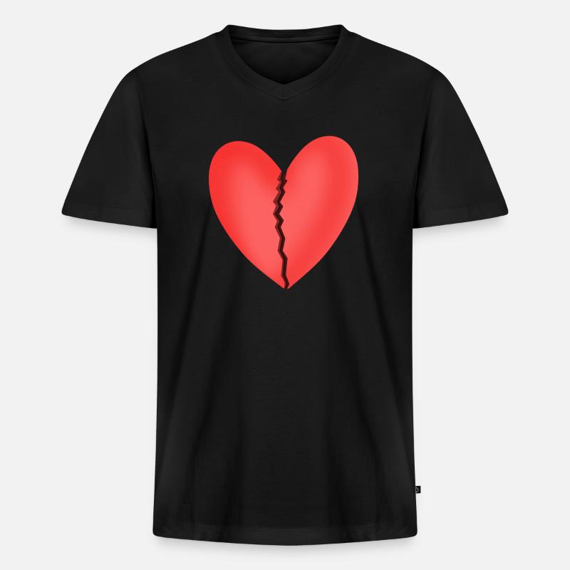 Gebrochenes Herz - Männer Premium Bio T-Shirt mit V-Ausschnitt - Schwarz