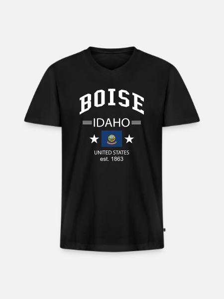 Boise - Men's Premium Organic T-shirt with V-neck - black