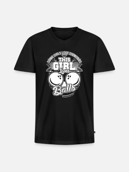 Bowling Girl - Men's Premium Organic T-shirt with V-neck - black