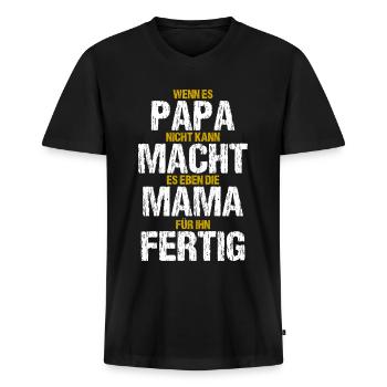 Papa Mama Lustiger Spruch Familie Witzige Geschenk - Männer Premium Bio T-Shirt mit V-Ausschnitt - Schwarz - Vorne - Nico (187cm)