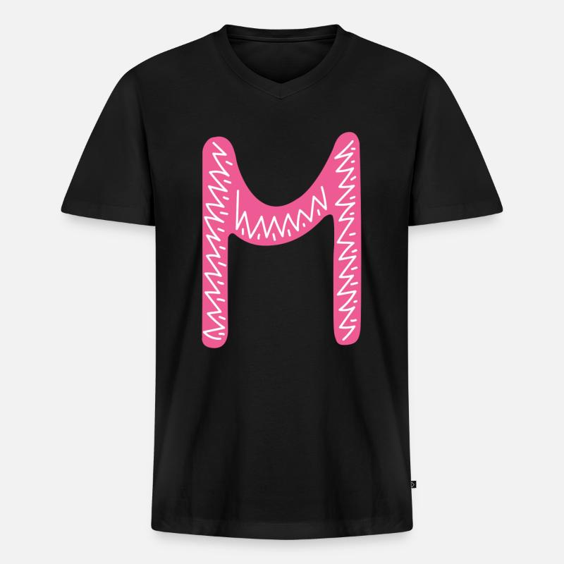 Buchstabe M - Männer Premium Bio T-Shirt mit V-Ausschnitt - Schwarz