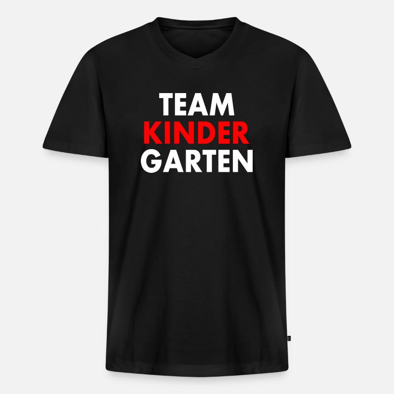 Team kindergarten - Männer Premium Bio T-Shirt mit V-Ausschnitt - Schwarz