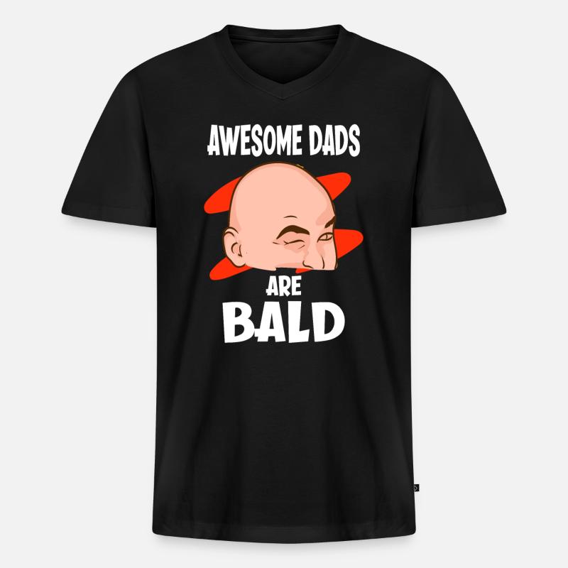 Awesome Dads Are Bald Vater Mit Glatze - Männer Premium Bio T-Shirt mit V-Ausschnitt - Schwarz