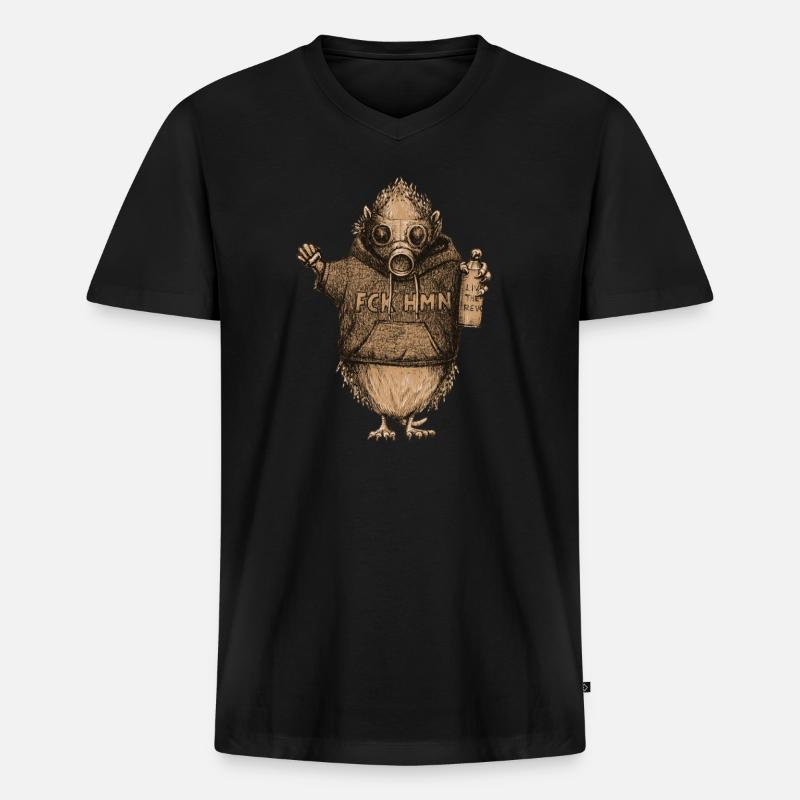 Igel Rebellion V 3 - Männer Premium Bio T-Shirt mit V-Ausschnitt - Schwarz