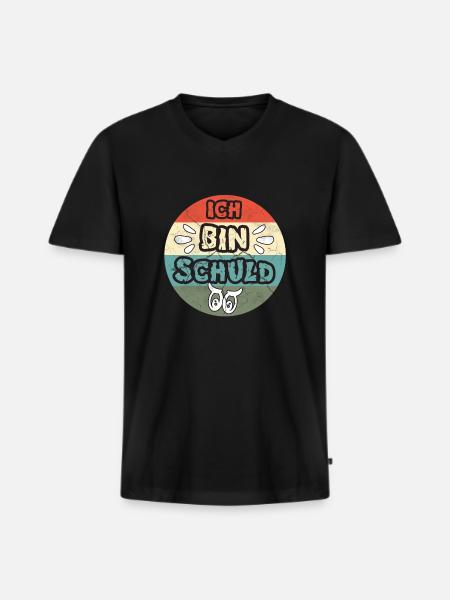 Ich bin schuld - Männer Premium Bio T-Shirt mit V-Ausschnitt - Schwarz