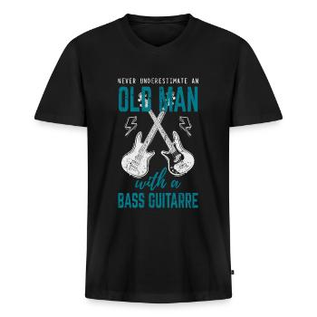 Vecchio bassista bassista - Maglietta ecologica premium da uomo con scollo a V - nero - Fronte - Nico (187cm)