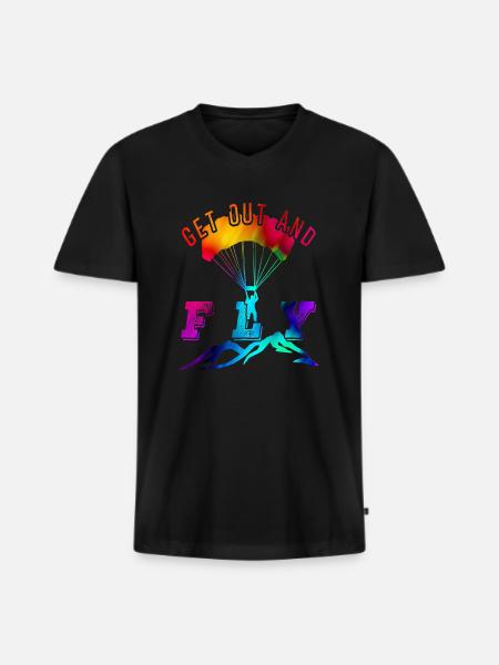 Paragliding - Men's Premium Organic T-shirt with V-neck - black